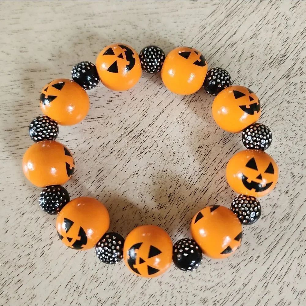 Halloween Pumpkin Bead Bracelet